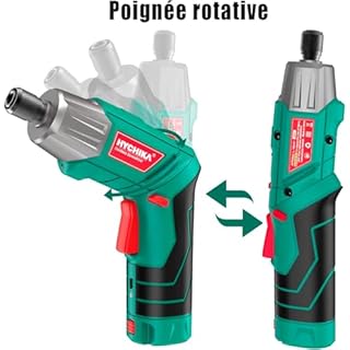 HYCHIKA Visseuse Sans Fil 6Nm, Visseuse Devisseuse sans Fil 2.0Ah 3.6V Avec 35 Accessoires, Lampe LED, Câble USB et Boîte de Rangement, Pour la Réparation et le Bricolage