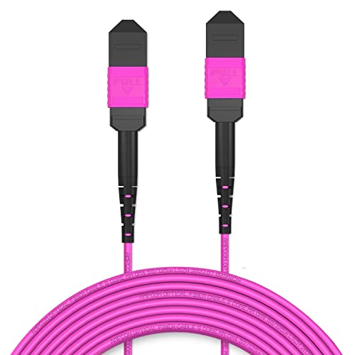 Image of AMPCOM MPO to MPO Trunk Cable 50 /125μm Multimode OM4 (12 Fiber, MPO to MPO Female, Type B, LSZH /Riser, UPC, Magenta) 2m (6ft)