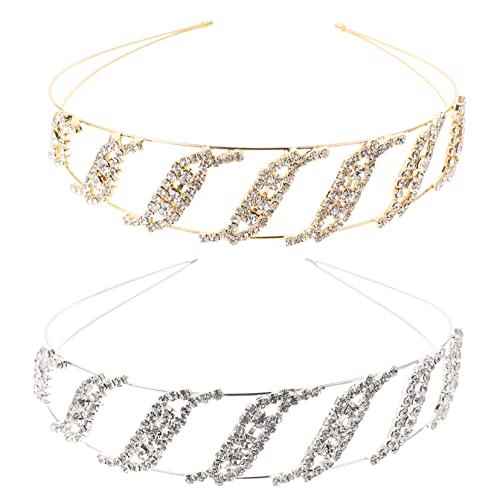 2 Piezas Diadema De Perlas Alianza De Boda Diademas Diadema De Diamantes De Imitación De Boda Accesorios De Orgullo Banda Para La Cabeza Diadema De Orgullo Tiara Pedrería PATKAW