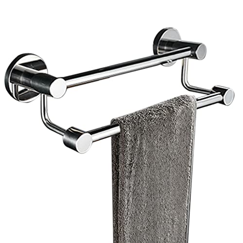 Porte-serviettes auto-adhésif en acier inoxydable avec double barre 60cm