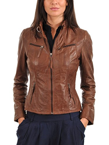 Womens Browny Coded Lambskin Genuine Leather Jacket, Biker Jacket2