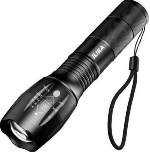 Sponsored Ad - ILIKA Rechargeable Small Sun 5 Mode 500 Meter Zoomable Metal Body Waterproof LED Outdoor Lamp Search Light 18W Flashlight Torch Lamp 2200 mAh Battery