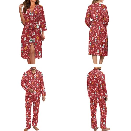 Couple Pajamas Couple Pjs Matching Sets Longsleeve Nightgown and Pajamas for Bedroom Holiday2