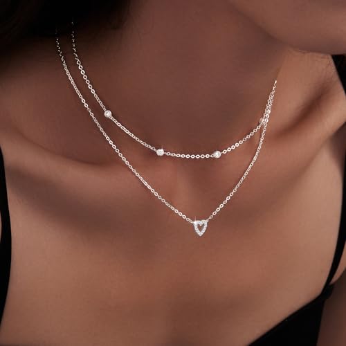 Heart Necklaces for Women, Dainty 14K Gold/Silver Plated Necklace Cute Tiny Gold Diamond Infiniy Heart Pendant Jewelry, Ideal Gifts for Mothers Day Valentines Day Birthday Christmas Graduation2