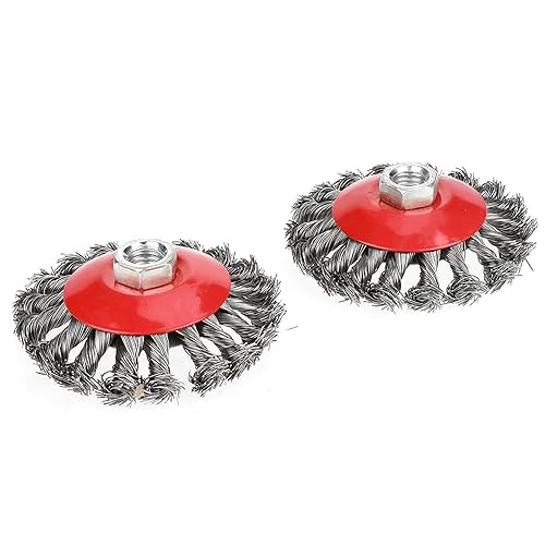 Image of Wire Cup Brush, 4Pcs Rotary Knot Flat Cup Steel Wire Wheel Brush Set for Angle Grinder Paint Removal