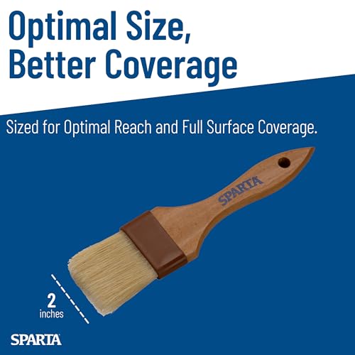 Image of SPARTA Kitchen Basting Brush - 4037400 Basting Brush for Cooking Flat Boar Bristle Brush, Hardwood Handle for Kitchens, Restaurants, Catering, High Heat Food Prep, 2in, Pack of 12