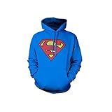  Superman Washed Shield Hoodie (Blue), Small