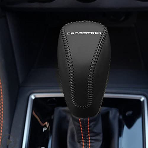 BOYOUS 1pc Auto Car Gear Shift Handle Knob Cover Shift Lever PU Leather Protective Interior Accessories for Subaru Crosstrek 2018-2025(Black Stitches)