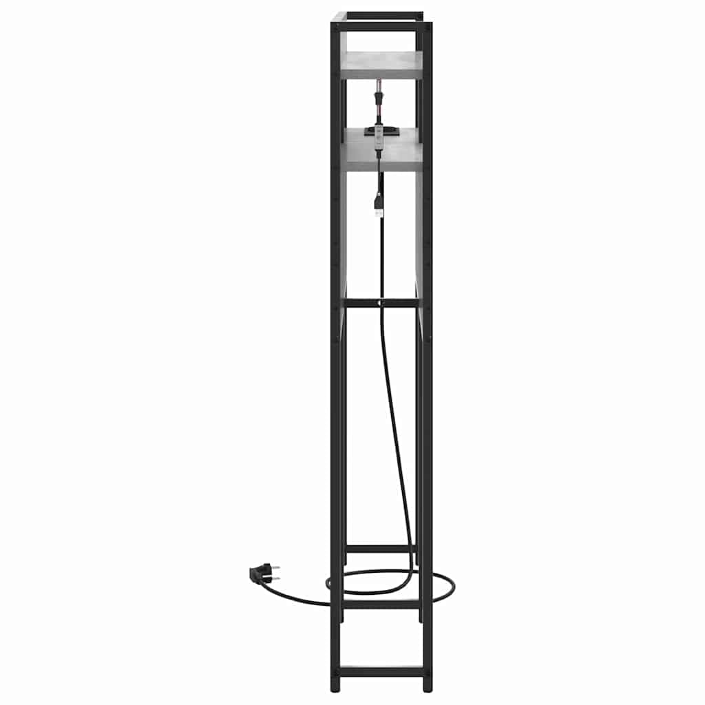 Espacio de almacenamiento cabecero cama gris Sonoma 100 cm de ancho de madera con LED y enchufe múltiple diseño moderno para jóvenes y adultos dormitorio