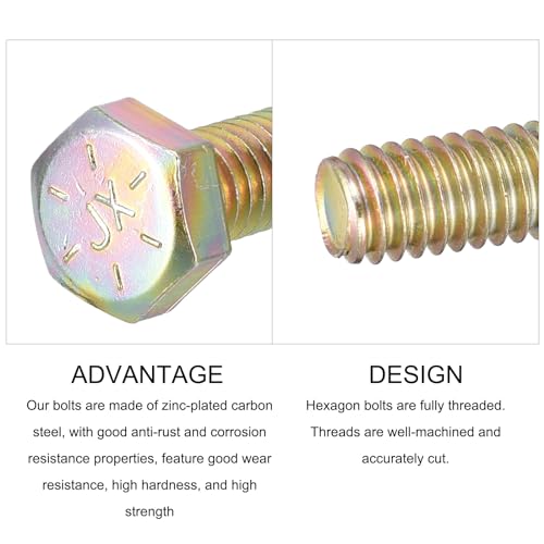 Image of METALLIXITY Hex Bolts (5 /16-18x3 /4 inch) 10Pcs, Carbon Steel Zinc Plated Fully Threaded, Coarse Thread UNC Hex Head Screw Bolt - for Furniture Repair, Yellow