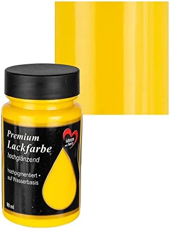 Ideen mit Herz Premium Paint | High Gloss | 90 ml | Ideal for Wood, Styrofoam, Plastic, Glass, Ceramic (Yellow)