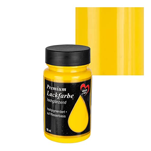 Ideen mit Herz Peinture laquée de qualité supérieure - Haute brillance - 90 ml - Idéale pour bois, polystyrène, plastique, verre, céramique (jaune)