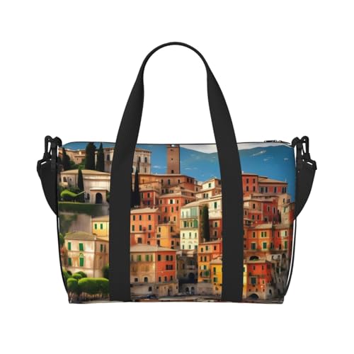Beautiful Italy Print Hand Travel Bag,Gym Bag,Weekend Travel Overnight Bag,Tote Bag Sports Bag For Women Men