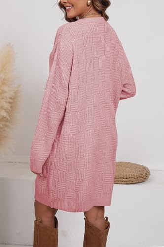 Image of Cakulo Womens Checkered Sweater Dress Oversized Fall Winter Fashion Long Pullover Sweaters Casual Loose Knit Dresses 2025