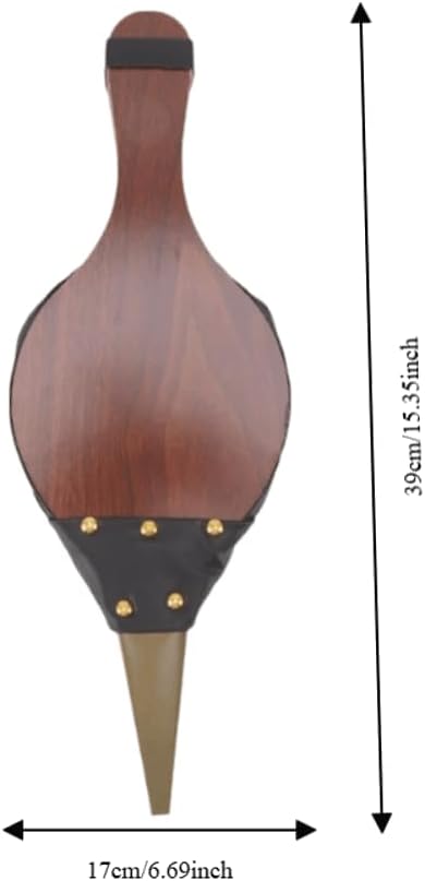 Limen Fireplace Bellows Manual Air Blower, MDF Fire Pit Fan with Metal Nozzle, Hanging Strap for Fireplace, Wood Stove, BBQ, 15.35 x 6.69 in(Brown)