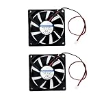 JZK 2pcs 80x80x15 mm 2pin DC 12V mini silent cooling fan with wires, 8015 small cooling fan 80mm, 8cm 12V brushless DC fan, 3D printer fan with cable and connector