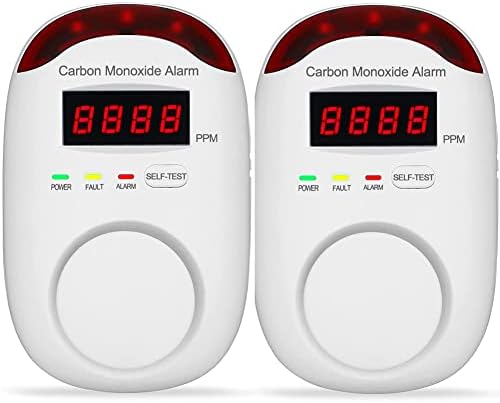 Plug-in Type Carbon Monoxide Alarm, CO Detector Monitor with LED Digital Display and Voice Alert for Home/Kitchen - 2 Pack