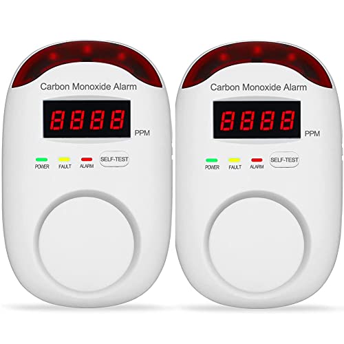 Plug-In Type Carbon Monoxide Alarm, Co Detector Monitor With Led Digital Display And Voice Alert For Home/Kitchen - 2 Pack #TOP2