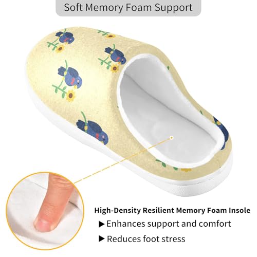 Cute Bird Flowers Floral Yellow Mens Womens Slippers Cozy Memory Foam Slippers Slip On Warm House Shoes for Indoor Outdoor Size 16/17 23018153