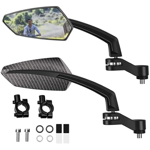 Addmotor Bike Mirrors, 1 Pair Bicycle Mirror Handlebar Mount, 360° Adjustable Rotatable Bike Mirror, HD, Safe Handlebar Rearview Mirror, Bike Accessories Bicycle Mirrors Set(Black)