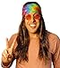 Hippie Dark Brown Wig Costume with Tie Dye Bandana, Dark Brown, Size One Size