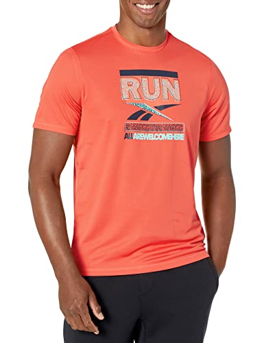 Image of Reebok Men's Workout Ready Tee T-Shirt, Semi Orange Flare/Run Graphic, S