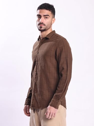 Image of BENE KLEED Men's Textured Cotton Shirt | Point Collar | Full Sleeves | Regular Fit