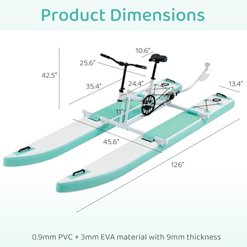 Danrelax Inflatable Water Bike, 2-in-1 Kayak Bikeboat Hybrid, Portable & Durable PVC and EVA Material, Includes Bike System, Dual Air Pump, Repair Kit & Carry Bag, Perfect for Lakes, Rivers & Beaches - Thumbnail 2