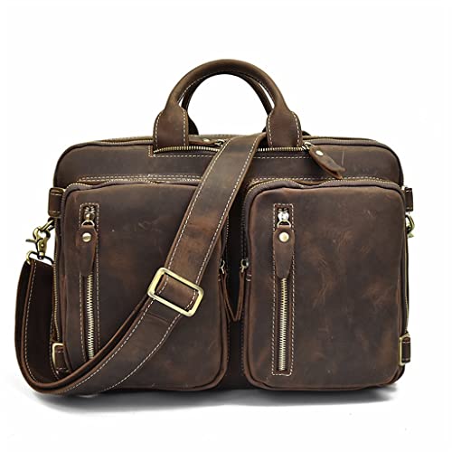 European and American Men's Briefcase Multifunctional Handbag Leather Shoulder Bag to Work Computer Bag