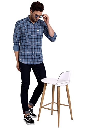 Image of Majestic Man Slim Fit Cotton Casual Check Shirt for Men