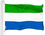 G128 Sierra Leone Sierra Leonean Flag | 3x5 Ft | LiteWeave Pro Series Printed 150D Polyester | Country Flag, Vibrant Colors, Brass Grommets, Thicker and More Durable Than 100D 75D Polyester