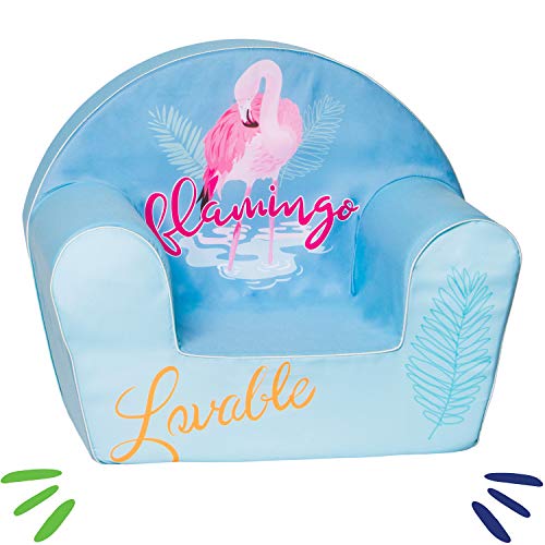 Delsit Flamingo Blau Sillón Infantil para niños y Madchen, Azul, Uni