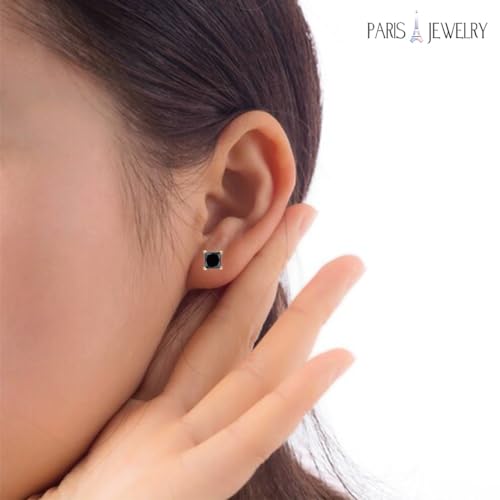 10k Yellow Gold 1/2 Ct Created Black Diamond Princess Cut Stud Earrings4
