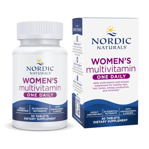 Nordic Naturals Women’s Multivitamin One Daily - Skin, Hair, Energy, & Bone Support - Immunity Supplement - 20 Essential Nutrients - 30 Tablets - 30 Servings