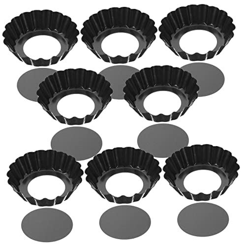 VINTORKY 8個取り外し底付きミニタルト型 エッグタルト プディング ケーキ焼き型 家用 多機能ベーキングモールド ノンスティック調理器具