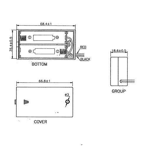 PerfectHD Batteriehalter - AA Batteriefach - 2X AA Mignon - mit EIN- und Ausschalter - 2 Stück in einem Set - schwarz