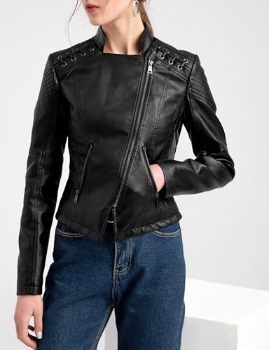 Faux Leather Jacket Women Motorcycle4