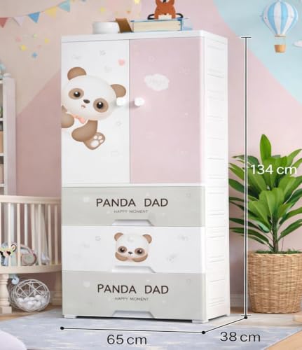 Image of LERIMO Plastic Wardrobe for Clothes | Portable Foldable Wardrobe Almirah for Bedroom | Kids & Baby Clothes Storage Cupboard | Collapsible Plastic Storage Cabinet | Almirah for Kids Clothes