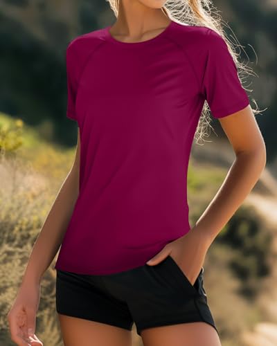 Huukeay 3 Pack Women's Swim Shirt Short Sleeve Rash Guard Quick Dry Crewneck Swimsuit Summer UV Sun Protection Tops UPF 50+3