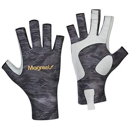 Magreel UV Protection Fishing Gloves for Men Women, UPF50+ Sun Protection Fingerless Gloves Breathable Gloves for Sailing, Cycling, Boating, Kayaking, Padding, Surfing, Hiking