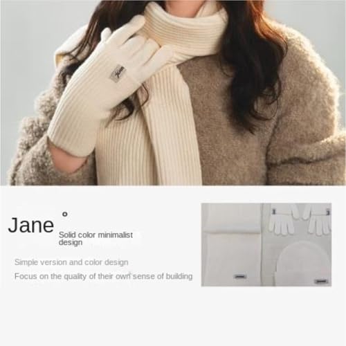 Ensemble écharpe bonnet et gants tricotés doublés chauds et doux - 4