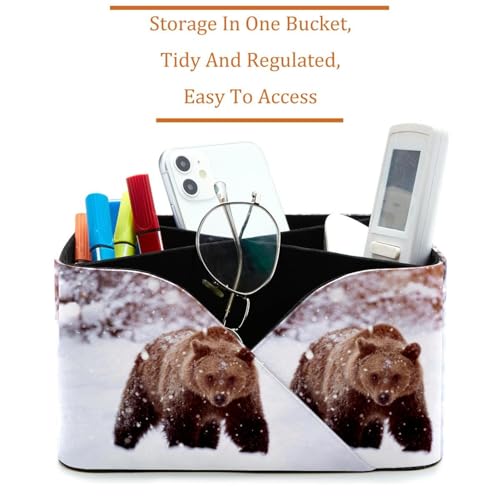Rangement pour bureau compartimenté motif ours marron pour stylos - 3