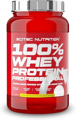 Scitec Nutrition 100% Whey Protein Professional mit extra zusätzlichen Aminosäuren und Verdauungsenzymen, Beinhaltet keinen Zuckerzusatz, 920 g, Zitronen Käsekuchen
