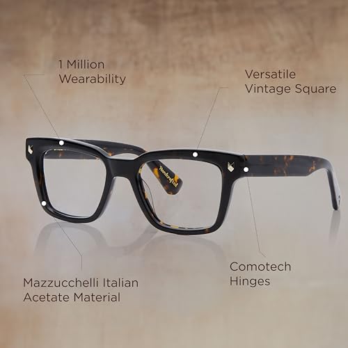 Image of Shisen Fox Okinawa Versatile Vintage Square Frames for eyeglasses | Stylish eyewear Crafted from Italian Acetate material | 52 MEDIUM Unisex Spectacle Eye frame with Demo lenses