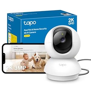 Tapo C210 2K 3MP Pan/Tilt Indoor Camera House Security Camera, WiFi Camera, No Monthly Fee, AI Detection, Dog Puppy Camera, Baby Camera Monitor, 360° View, Night Vision, Works with Alexa & Google