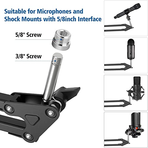 Image of Audio Array Suspension Boom Scissor Microphone Stand | Double Layer Mesh Pop Filter | 70cm Sturdy Boom Arm with 1.8kg Capacity | 5 /8 inch to 3 /8 inch Screw Adapter | Mic Holder, Foam Cover, Cable Ties | AA-01