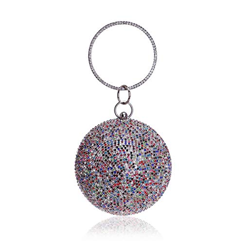 Image of Ball Shape Clutch Purse Party Handbag Rhinestone Ring Handle Evening Bag