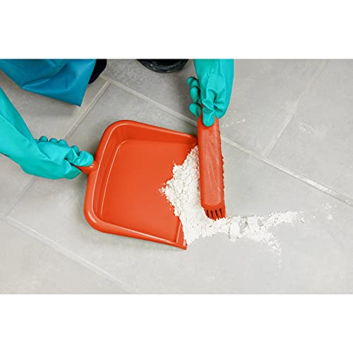 Image of SPARTA Large Handheld Dustpan with Hanging Hole, Heavy-Duty Plastic Dustpan with Wide Lip for Countertops and Surfaces, Plastic, 10 Inches, Orange, (Pack of 12)