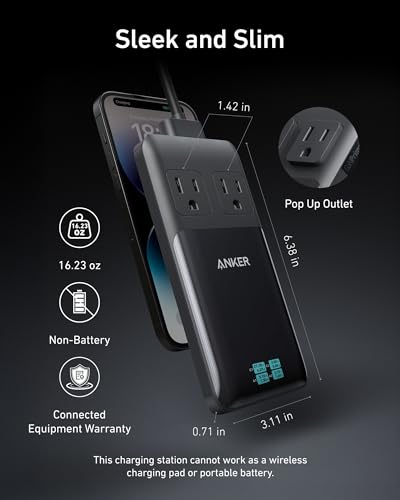 Image of Anker Prime Charging Station, 140W 6-in-1 Travel Power Strip, 2 USB C