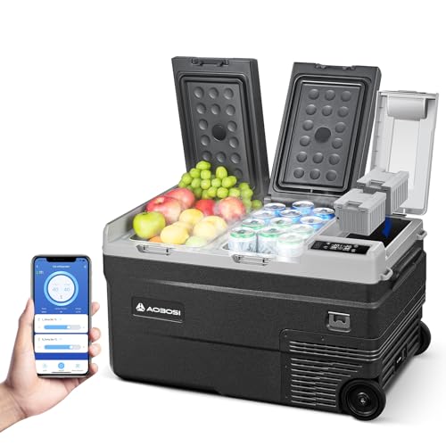AAOBOSI Kompressor Kühlbox 34L, Kühlbox Auto 2 in 1 Doppelzone bis -20...